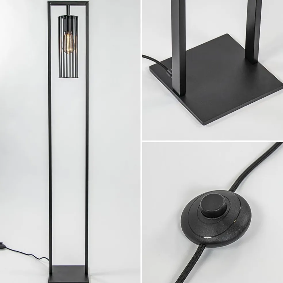 Moderne vloerlamp mat zwart metaal