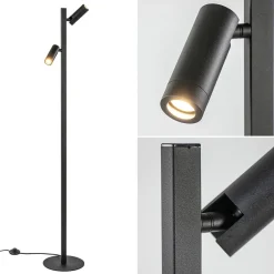 Moderne vloerlamp met verstelbare spots zwart/goud