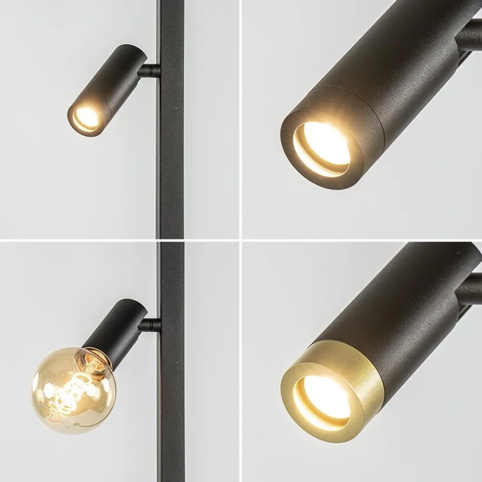 Moderne vloerlamp met verstelbare spots zwart/goud