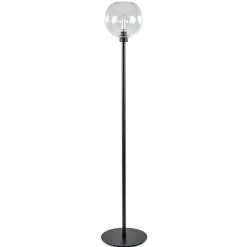 Moderne vloerlamp zwart met helder glazen kap