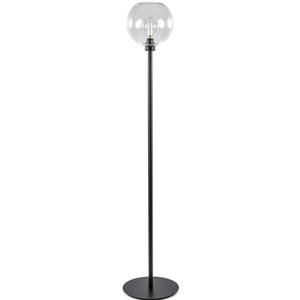 Moderne vloerlamp zwart met helder glazen kap