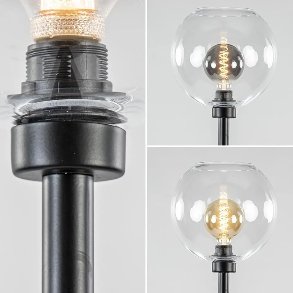 Moderne vloerlamp zwart met helder glazen kap