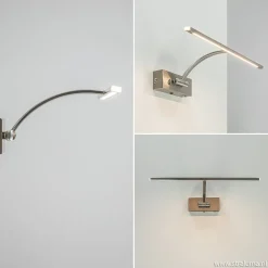 Nikkel LED wandlamp voor boven schilderij
