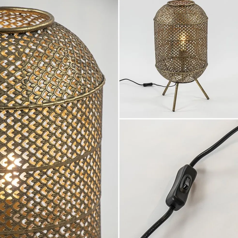 Oosterse vloer/tafellamp op pootjes goud