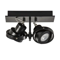 Opbouwspot balk zwart 2-lichts gu10 incl