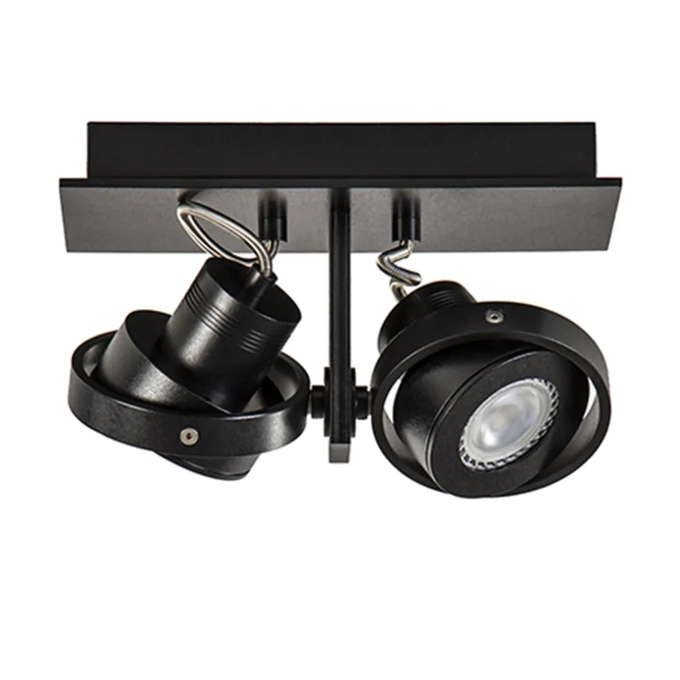 Opbouwspot balk zwart 2-lichts gu10 incl