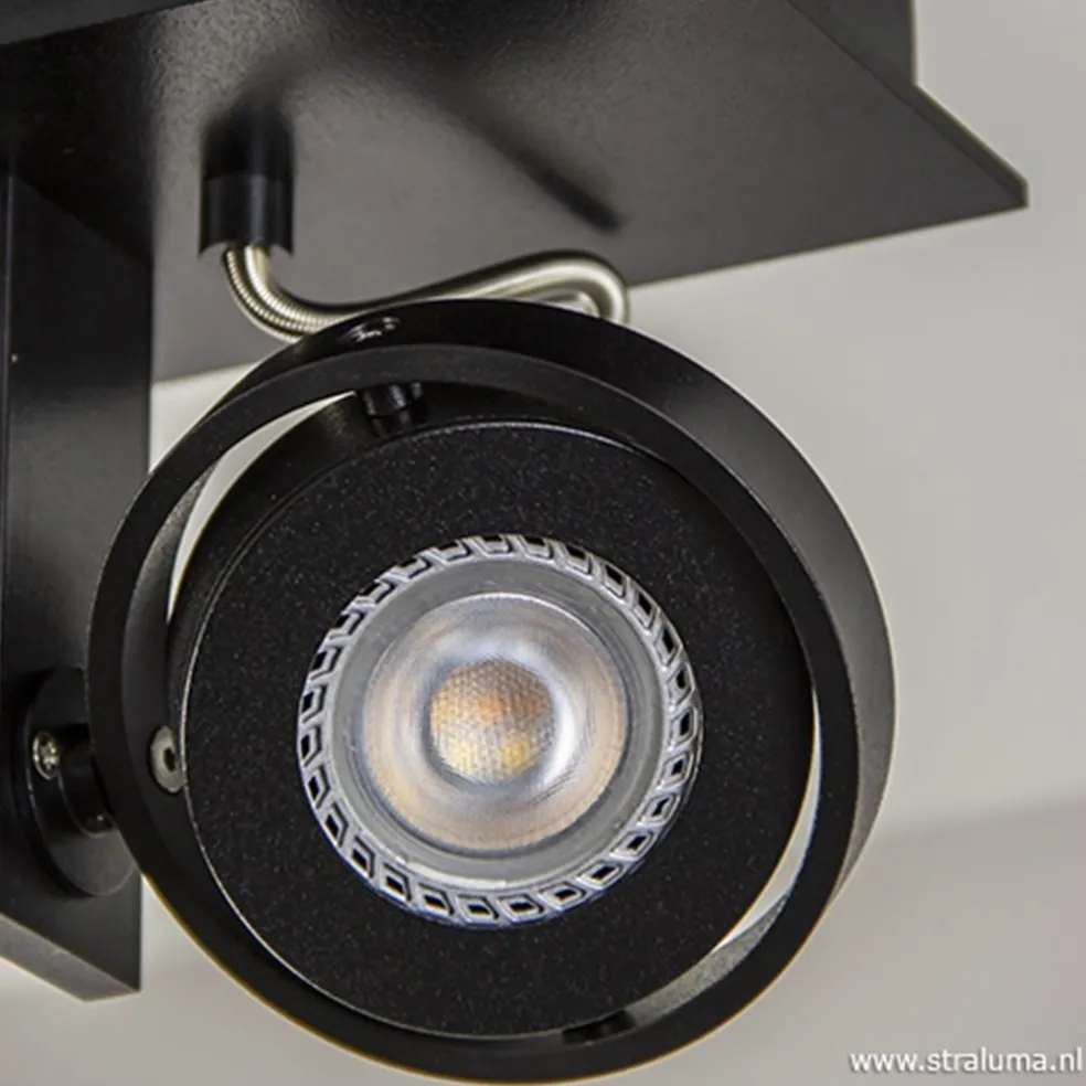 Opbouwspot balk zwart 2-lichts gu10 incl