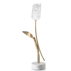 Oplaadbare LED tafellamp Tullip wit/goud