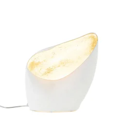 Organische tafellamp mat wit met goldleaf