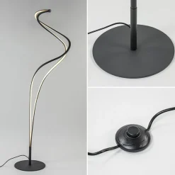 Organische vloerlamp zwart met dimbaar LED