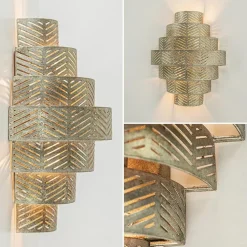 Oud zilveren wandlamp metaal excl snoer