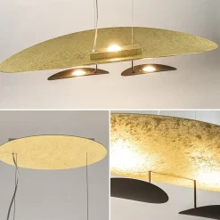 Ovale design LED hanglamp goldleaf met zwart