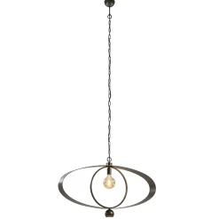 Ovale hanglamp brons metaal E27 + GU10