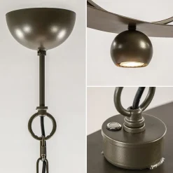 Ovale hanglamp brons metaal E27 + GU10