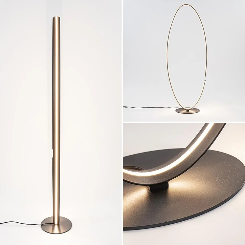 Ovale LED vloerlamp zwart inclusief dimmer