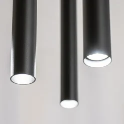Ovale 8-lichts hanglamp tubes zwart metaal