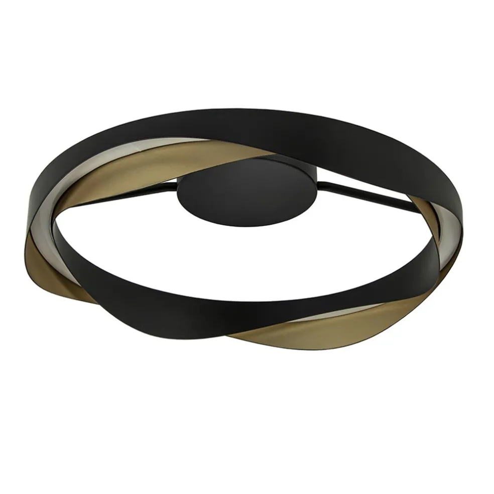 Plafondlamp Ascoli ring zwart/matgoud