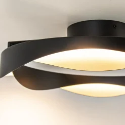 Plafondlamp Ascoli ring zwart/matgoud