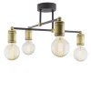 *Plafondlamp basic 4L e27 zwart/brons