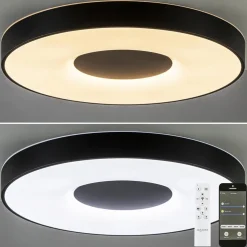 Plafondlamp Coin 65 zwart + remote