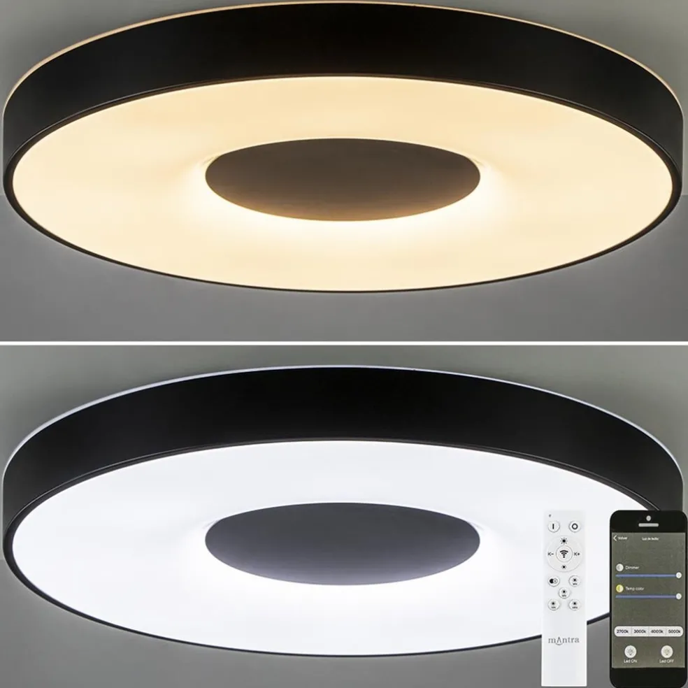 Plafondlamp Coin 65 zwart + remote