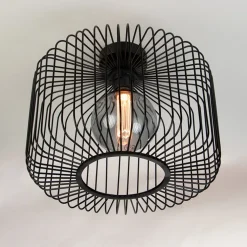 Plafondlamp draad cilinder zwart 28cm