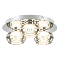 Plafondlamp 3-L chroom/smoke 3-step dim.