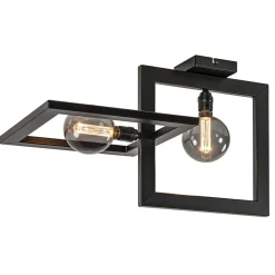 Plafondlamp Longa zwart 2xframe vierkant
