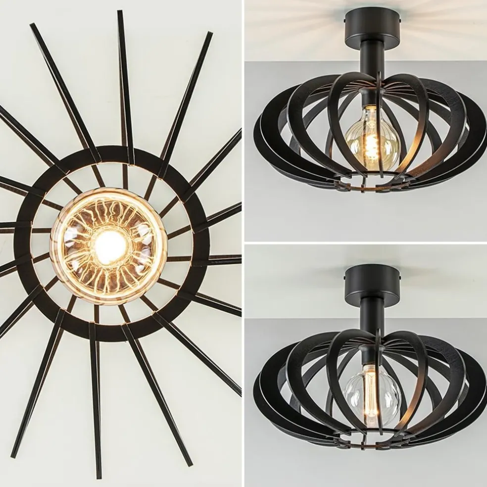 Plafondlamp Plywood zwart hout