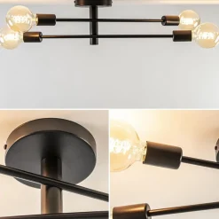 Plafondlamp Sticks 4L zwart excl. e27