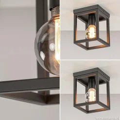 Plafondlamp vierkant frame klein zwart