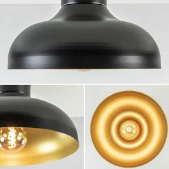 Plafondlamp zwart met gouden binnenkant