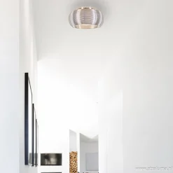 Plafondlamp-plafonnière glas en chroom