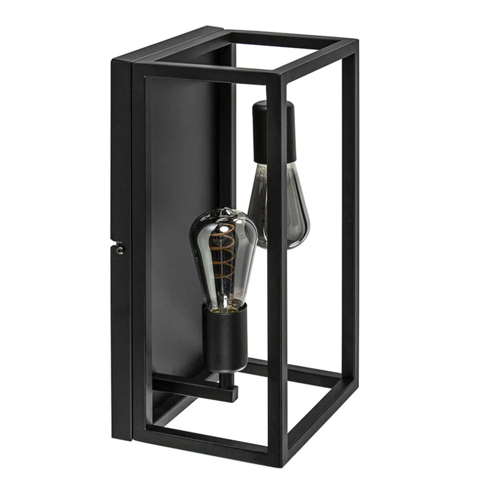 Plafondlamp/wandlamp zwart open frame