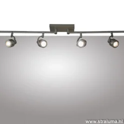 Plafondspot balk 4-lichts nikkel verstel