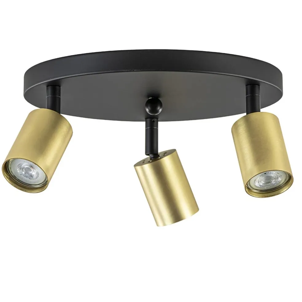 Plafondspot Bounce 3L rond zwart/goud