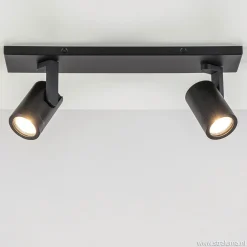 Plafondspot Halo 2L op balk zwart