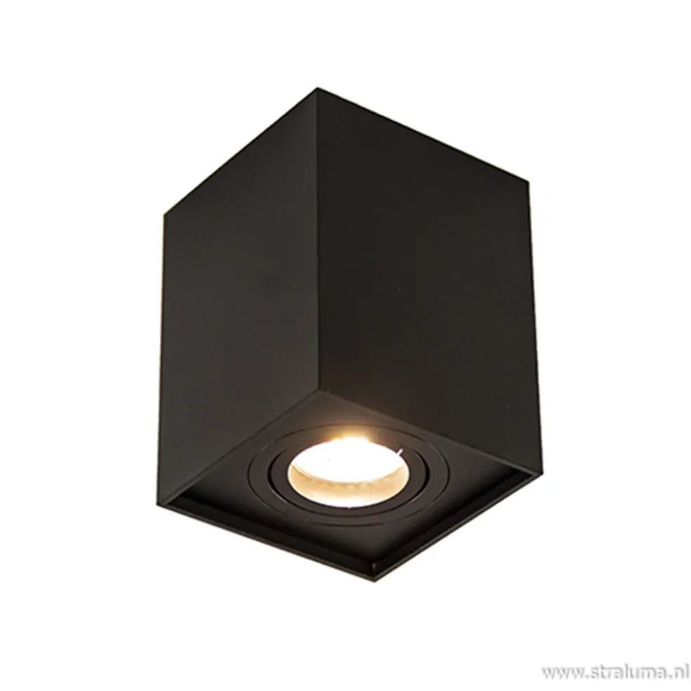 Plafondspot kubus zwart kantelbaar gu10