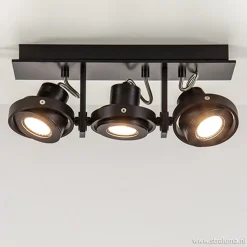 Plafondspot 3L op balk zwart gu10 incl.