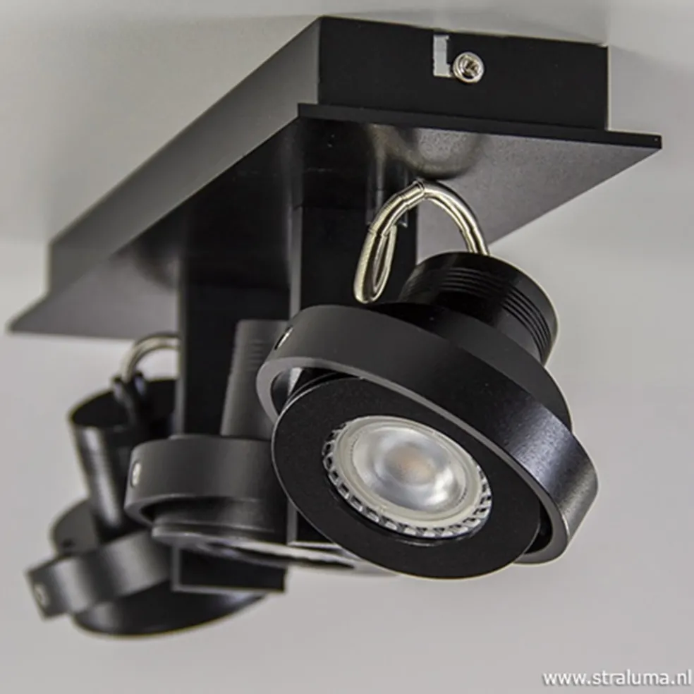 Plafondspot 3L op balk zwart gu10 incl.