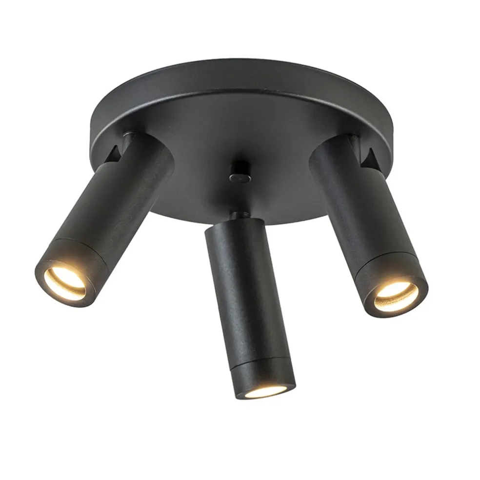 Plafondspot 3-lichts mat zwart/goud verstelbaar
