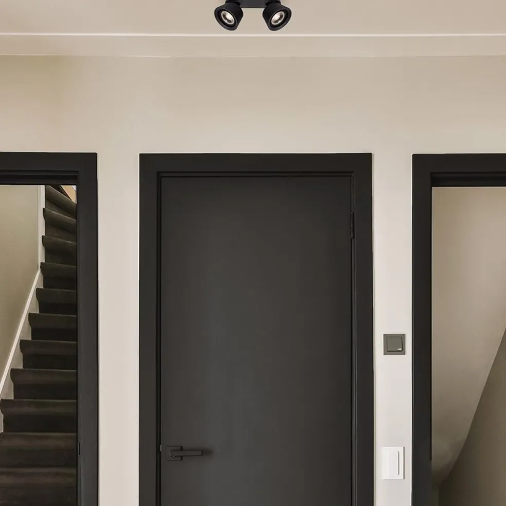 Plafondspot 2-lichts mat zwart exclusief GU10-ES111