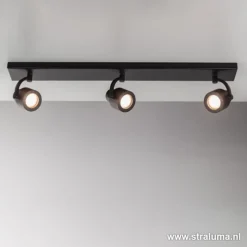 Plafondspot mat zwart balk 3-lichts gu10