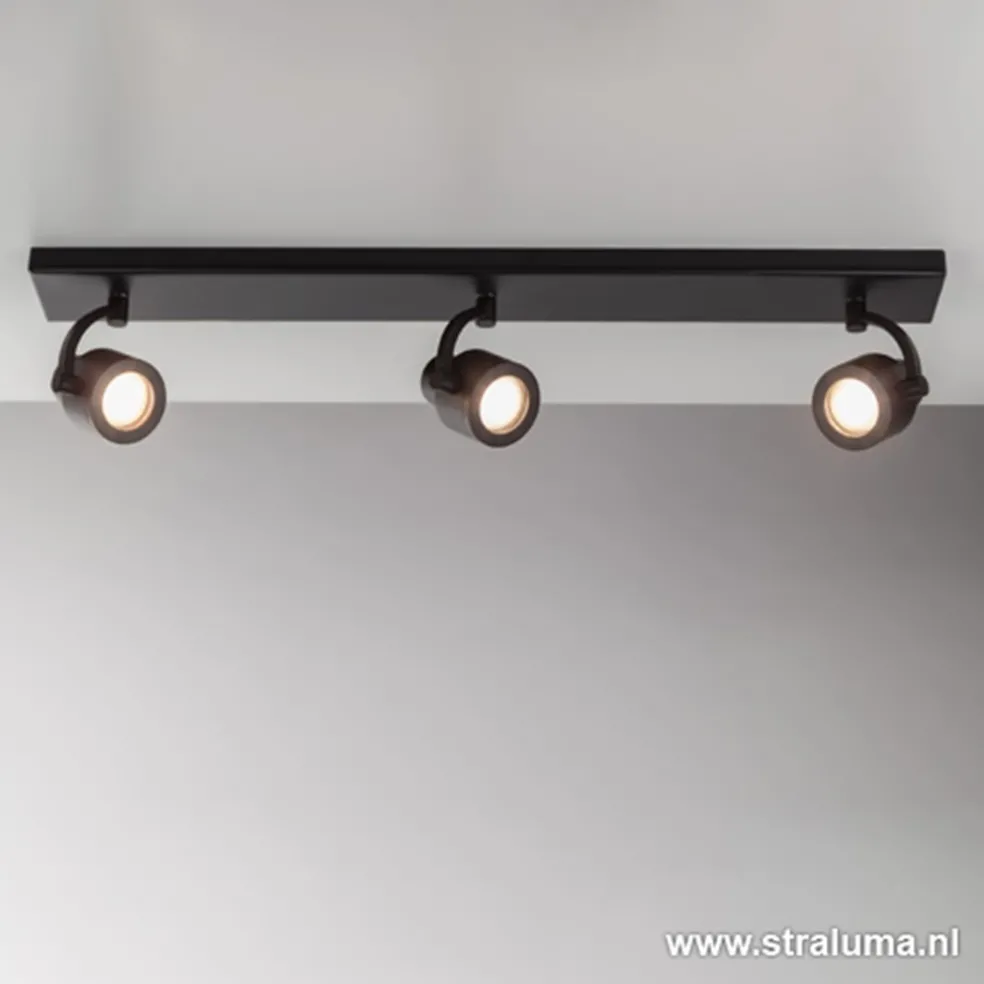 Plafondspot mat zwart balk 3-lichts gu10