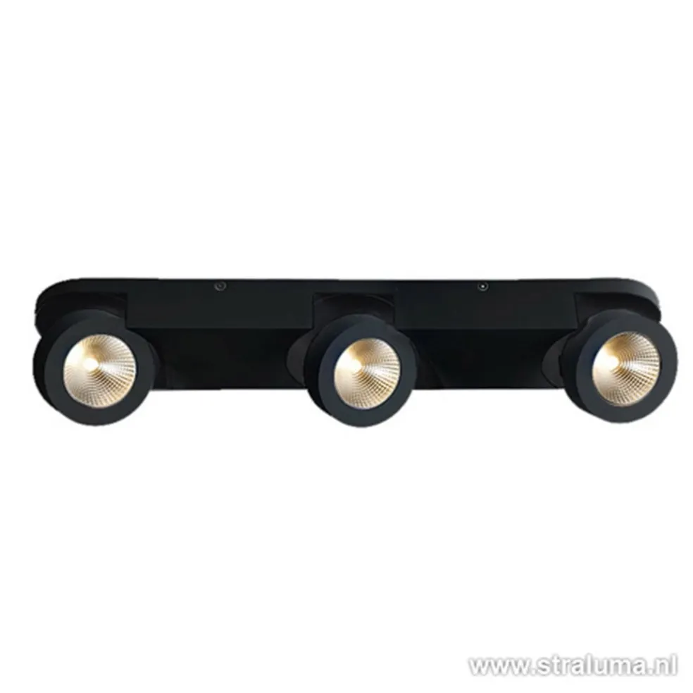 Plafondspot Montreal 3L balk zwart 3000k