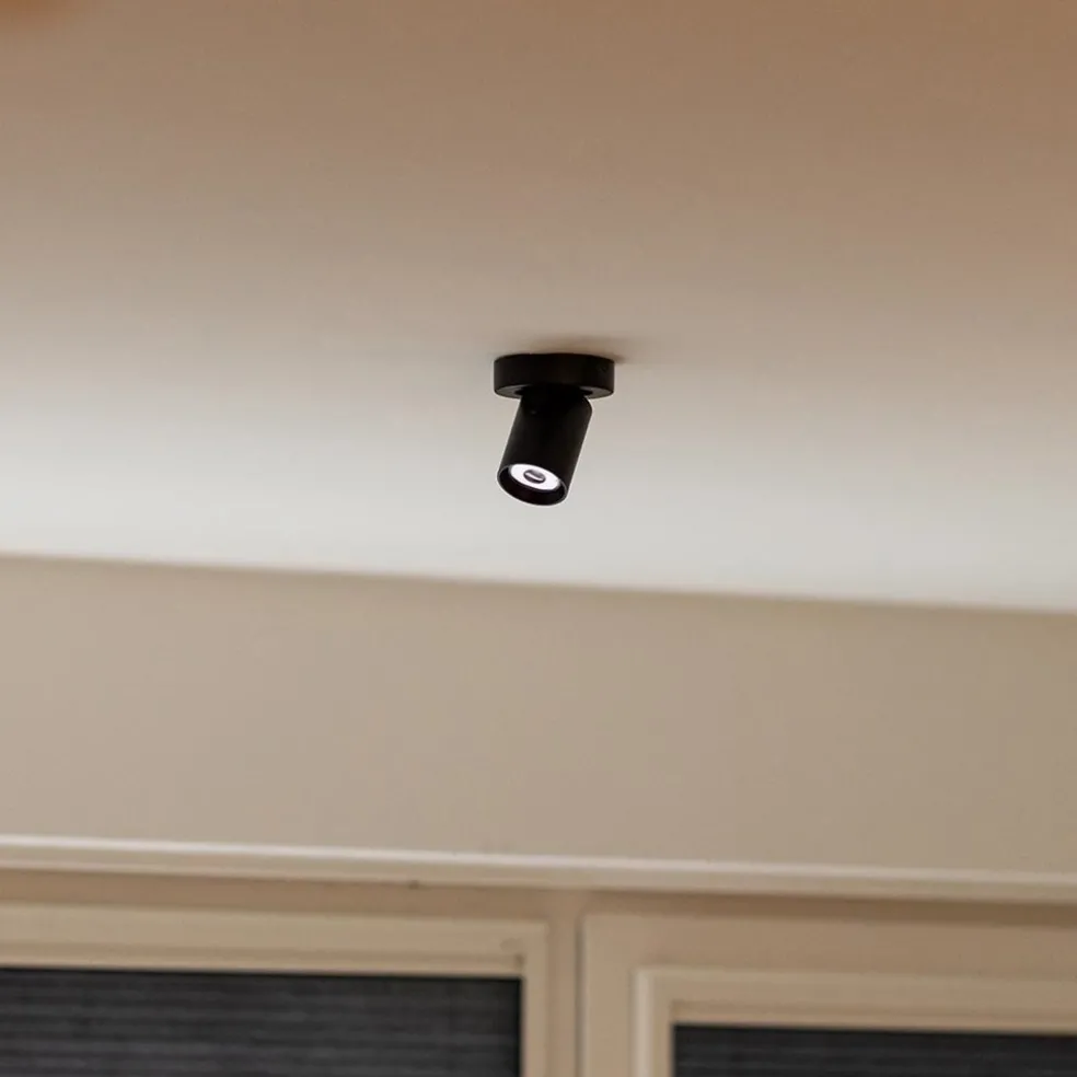 Plafondspot Oliver enkel tube zwart gu10