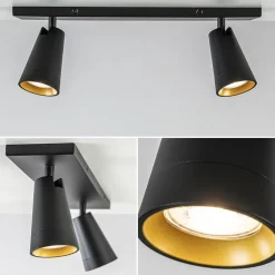 Plafondspot Petunia 2L balk zwart/goud