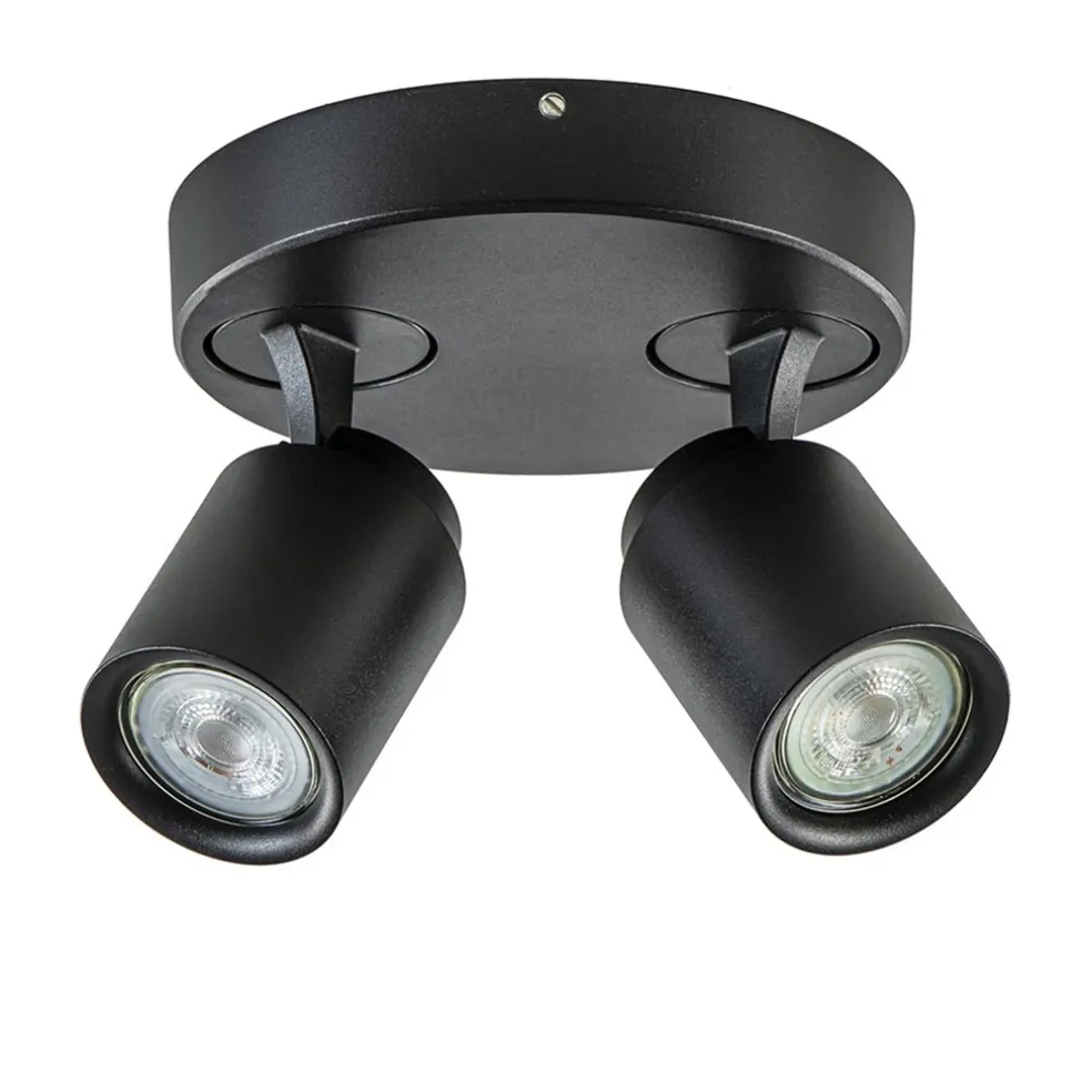 Plafondspot Razza 2L rond zwart gu10