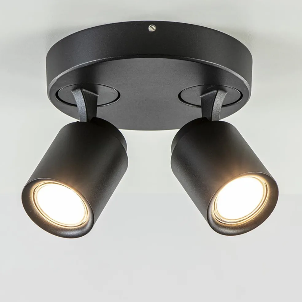 Plafondspot Razza 2L rond zwart gu10