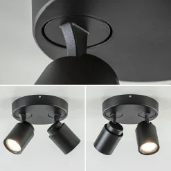 Plafondspot Razza 2L rond zwart gu10